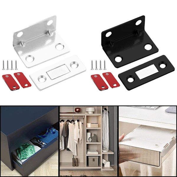 Ultratunn Osynlig Skåpstängning Magnetisk Formad L-hake Kök Ny~ sliver 1 set
