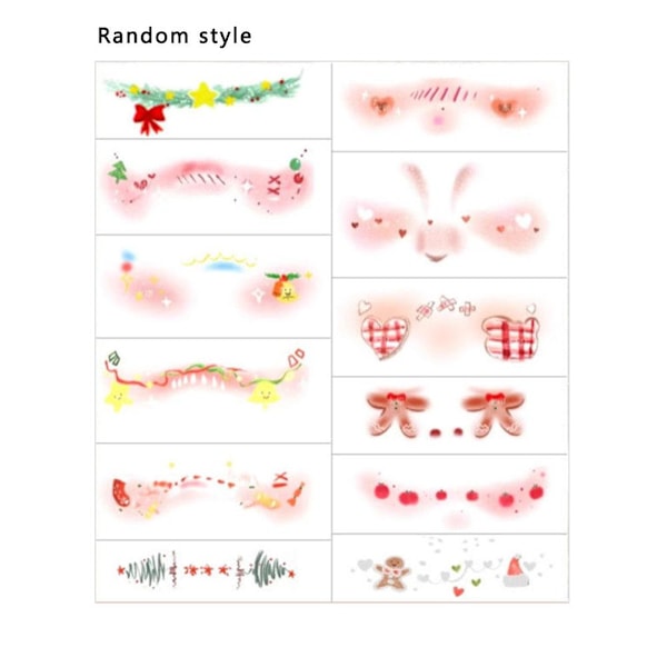 2025 Jul Smink Ansiktsdekaler Jul Söt Tjej Utklädnad Smink Ansiktsdekal Julgran Kärlek Tjej Rouge Horn Ansiktsdekal Random style 1pc