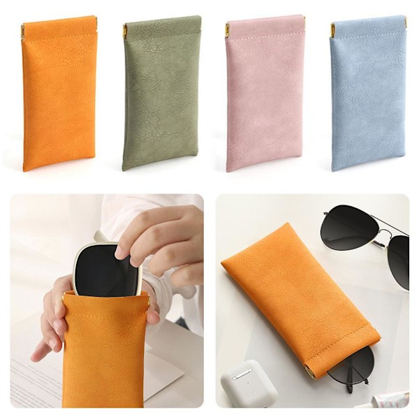 Mun Snäppta Solglasögon Glasögon Läderfodral Mjuk Påse Väska Prof X2B7 orange 9*18cm