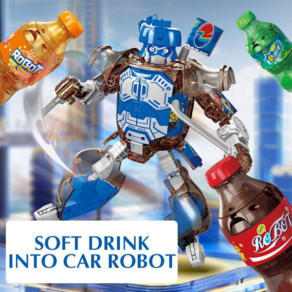 Kreativ Läsk Transformers Leksak Coca-Cola Burk Modell Strids Mecha Robot Samurai Autobot I4U1 Blue One size