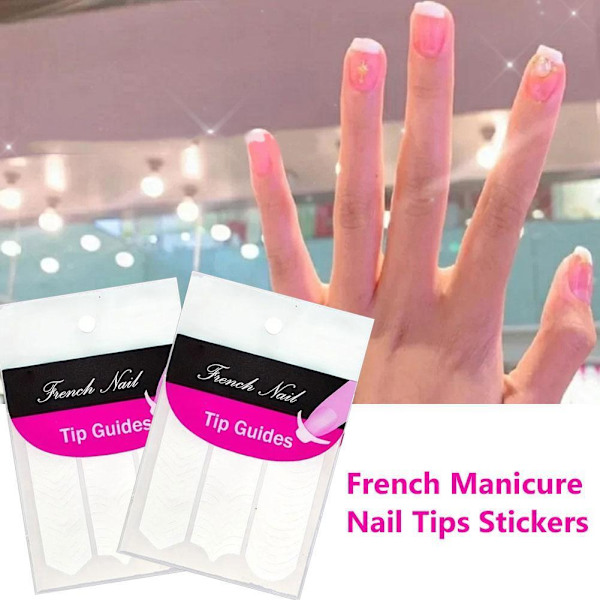 Fransk Manikyr Nagelguider \"Böjda\" Halvmåne Stilar Tips Stickers Schablon T εы