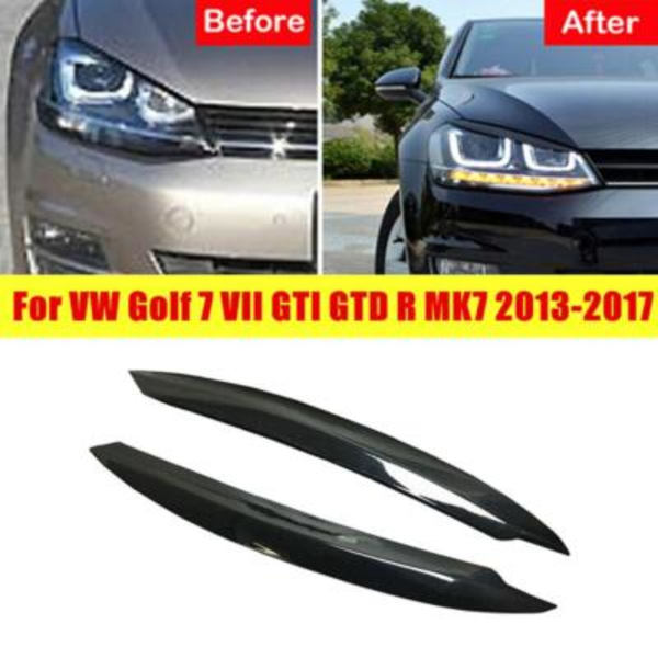 NYTT för VW-Golf MK7 R GTD Främre Strålkastar Ögonlock Ögonbryns Skydd Glans Svart Trim