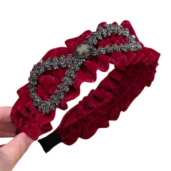 Lyxigt sammetsdiadem för kvinnor, retro plisserat mångsidigt diadem V1A1 N M4O4 Red 1pcs