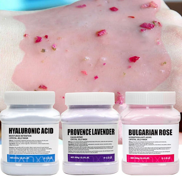 350g Återfuktande 24K Guld Mjuk Maskpulver Rosblad Kristall Gelé Maskpulver W1 Rose 1pcs