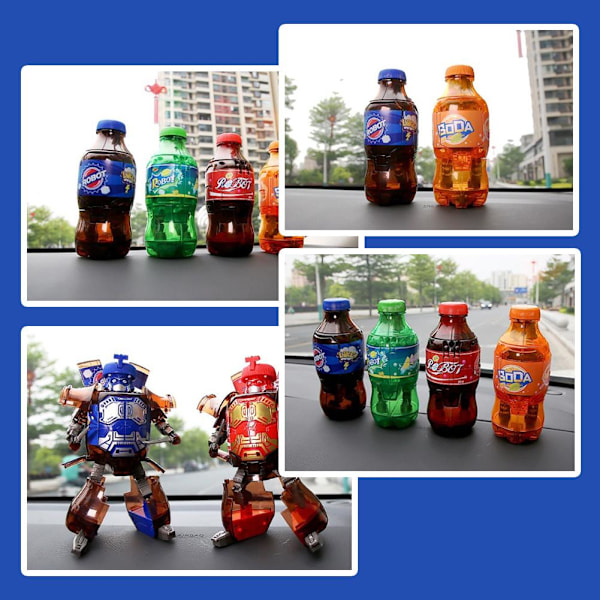Kreativ Läsk Transformers Leksak Coca-Cola Burk Modell Strids Mecha Robot Samurai Autobot I4U1 Blue One size