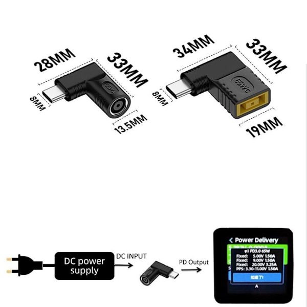 NY 65W Laptop Laddare Konverterare TILL USB Typ C PD Strömadapter J3E2 Kabel C7Q7 square mouth one-size