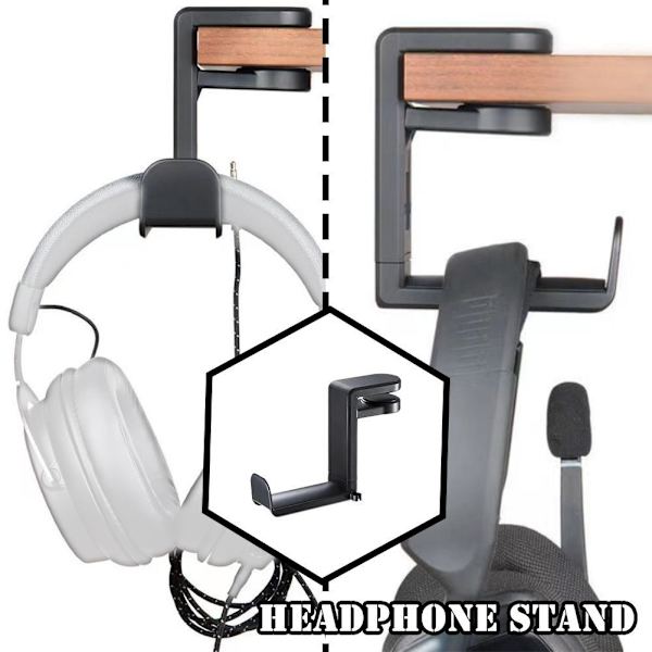 360° Roterande Hörlursställ Skrivbord Headset Hållare Gaming Headset Skrivbords Hängare Krok För Y1H2