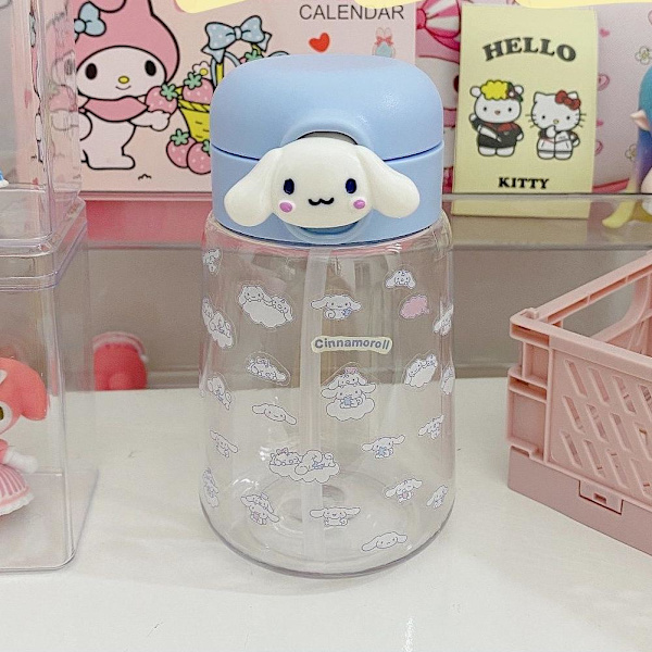 400ml Sugrör Vattenkopp Cinnamoroll Kuromi Melody Sugrör Utomhus Portabel Vattenflaska Kopp Spelare C1v2 pink rabbit 400ml