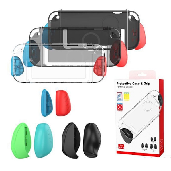 För Nintendo Switch 2 (2025) NS 2 Dockningsbar Delad Skal Skyddsfodral ~HET~REA! black grip Transparent shell