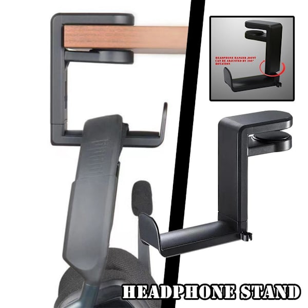 360° Roterande Hörlursställ Skrivbord Headset Hållare Gaming Headset Skrivbords Hängare Krok För Y1H2