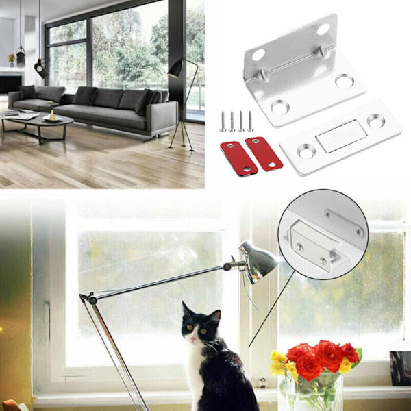 Ultratunn Osynlig Skåpstängning Magnetisk Formad L-hake Kök Ny~ sliver 1 set
