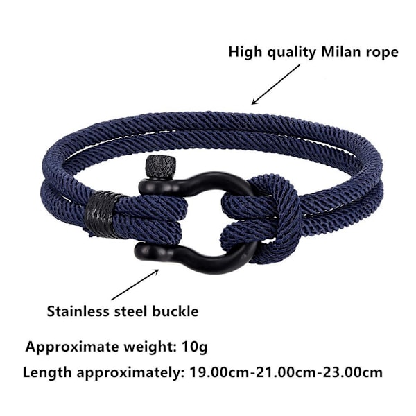 U Platt Form Justerbart Schackelspänne För Överlevnad V4N9 Armband Rep V4A6 navy blue One-size