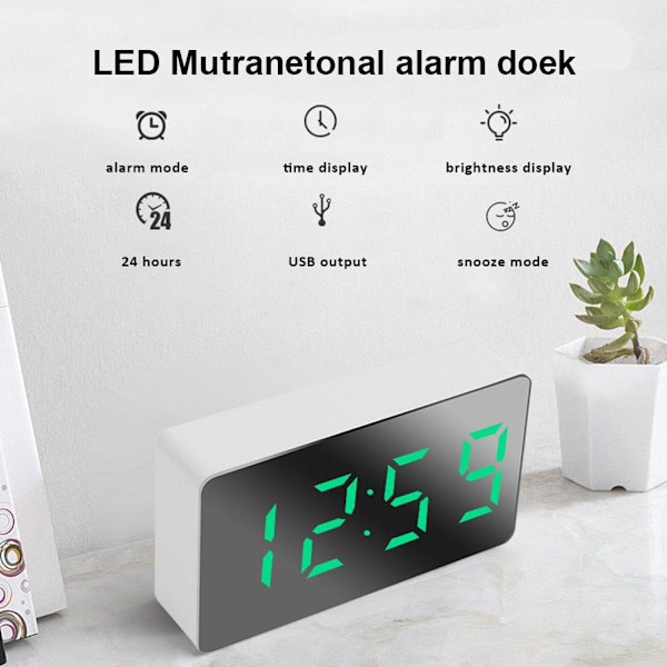 Liten Mini Digital Väckarklocka för Resor med LED-Tids- eller Temperaturvisning, Snooze, Justerbar Ljusstyrka, Enkel Användning - NY Red One size