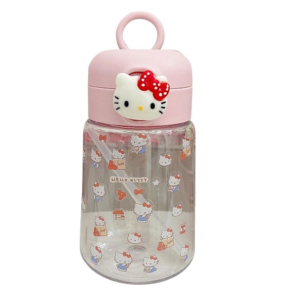 400ml Sugrör Vattenkopp Cinnamoroll Kuromi Melody Sugrör Utomhus Portabel Vattenflaska Kopp Spelare C1v2 pink cat 400ml