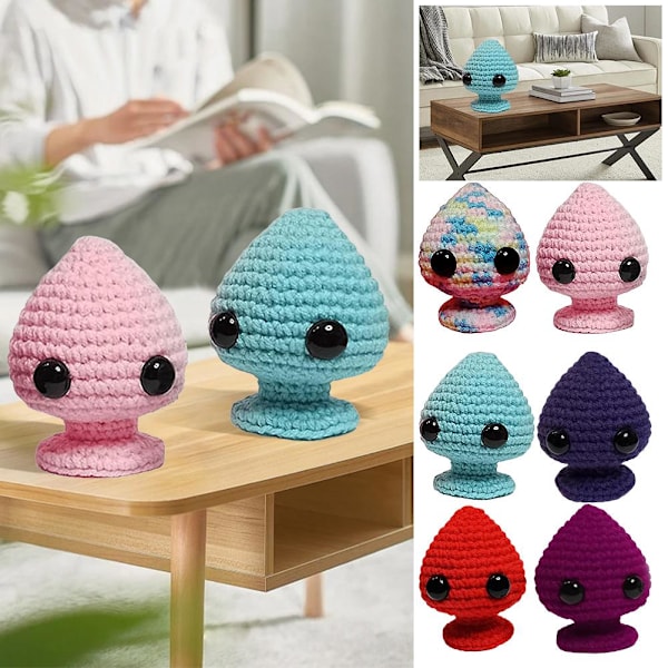LQQDREX Emotionellt Stöd Plug, Rolig Positiv Mini Stickad Docka Pink 1pcs