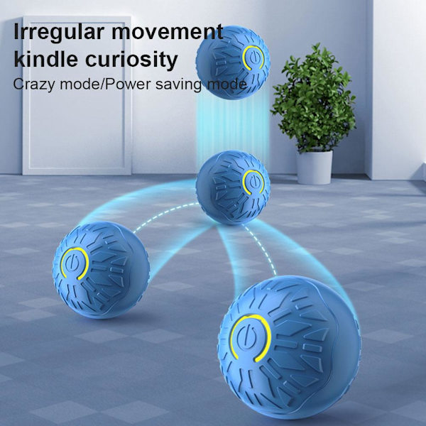 Hoppande boll för husdjur, interaktiv automatisk rörlig boll med ljus för hundar. Blue 1set