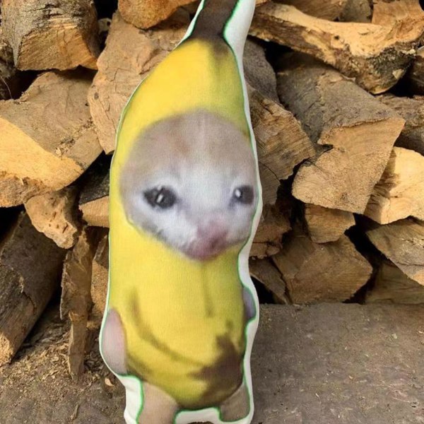 Roliga gråtljud Banan Cat Keychain, 2023 Banana Cat Plysch Do Vocal banana cat Small