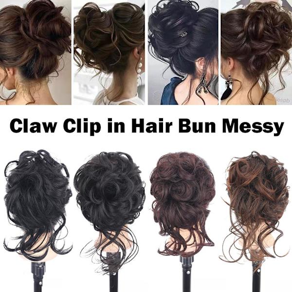 Naturlig Clip on i Messy Bun Hårdel Förlängning Hår Bröllop Clip SA Claw X6C7 black one size