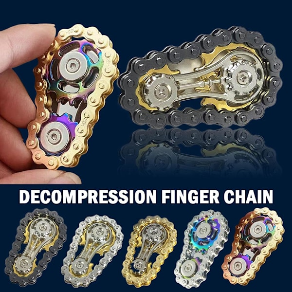Kugghjul Svänghjul Fingertopp Gyro Kedjor Fidget Spinner Met golden-color 1pcs