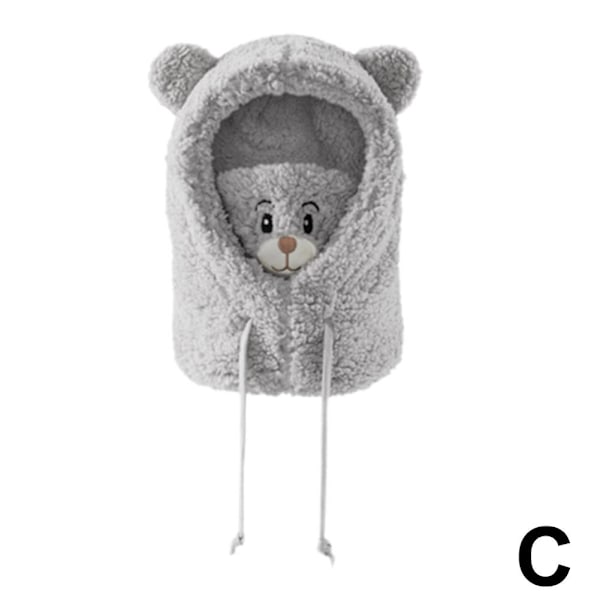 Vinter Söt Barnmössa Halsduk Hatt i ett stycke Varm Plyschmössa Tvådelad Q4d2 Gray One size