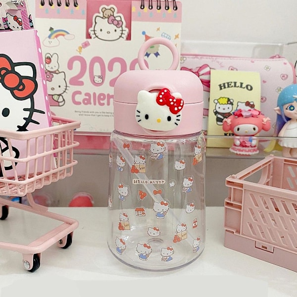 400ml Sugrör Vattenkopp Cinnamoroll Kuromi Melody Sugrör Utomhus Portabel Vattenflaska Kopp Spelare C1v2 pink rabbit 400ml