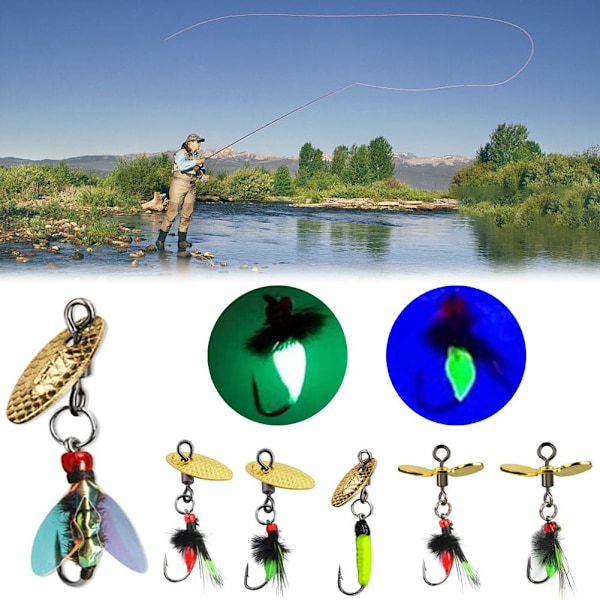 Flugkrokar Flugor Insektsbeten Bete Flugfiske Lockbete Paljetter C 1size