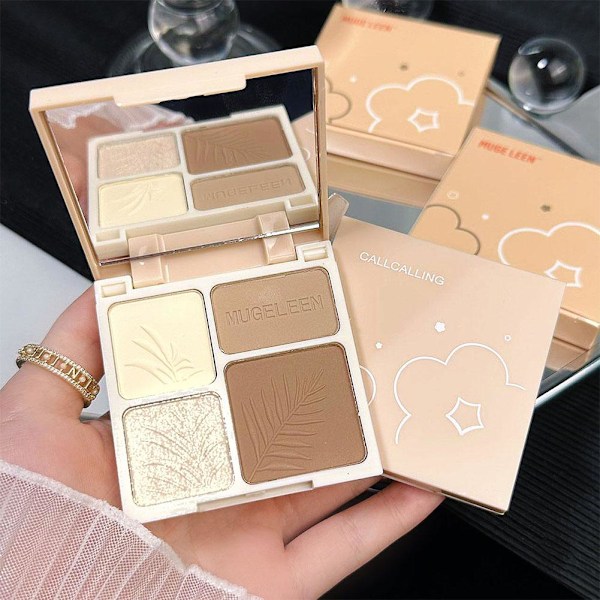 Fyrfärgspenna Highlighter Långvarig Mjuk Lätt Konturpalett Ansiktsmakeup style 1 one-size