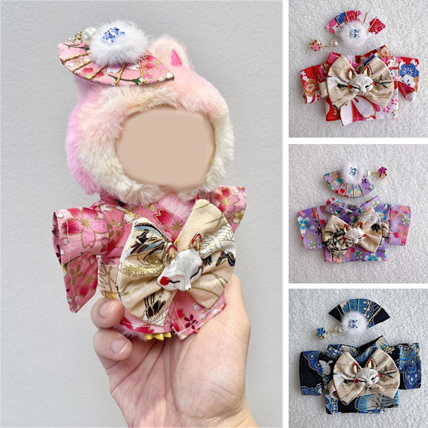 Labubu 17cm V1 Plyschdocka Waifu Sitt Sitt Party Obi Kimono Kläder Docka Q1k9 Red only clothes no doll
