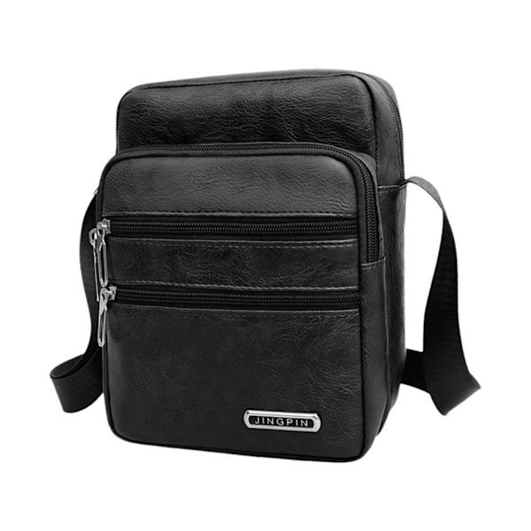 Enkel Crossbody-väska i PU-läder för män, flera lager, stor kapacitet, fritid R0a8 Brown onesize