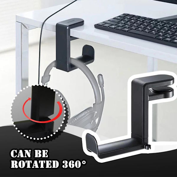 360° Roterande Hörlursställ Skrivbord Headset Hållare Gaming Headset Skrivbords Hängare Krok För Y1H2