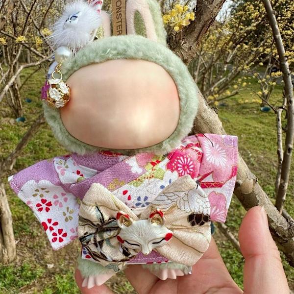 Labubu 17cm V1 Plyschdocka Waifu Sitt Sitt Party Obi Kimono Kläder Docka Q1k9 Red only clothes no doll