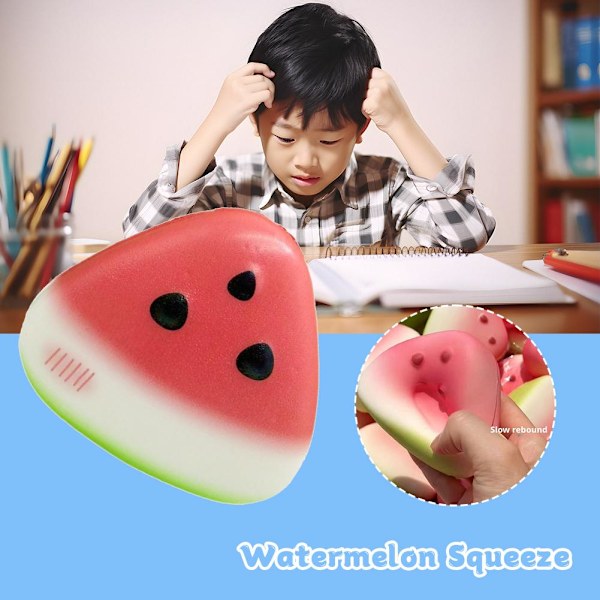 Vattenmelon Squishy Leksak Långsamt Stigande Mjuk Sensorisk Fidget Klämleksak För Barn P7E0