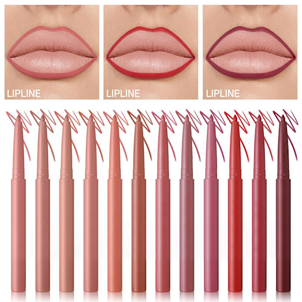 12 Färger Matt Läppenna Mjuk Matt Kontur Läppform Läppenna Prisvärd Läppmakeup L9o0 style6 0.2g