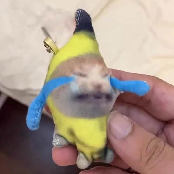 Roliga gråtljud Banan Cat Keychain, 2023 Banana Cat Plysch Do Vocal cry banana cat Small