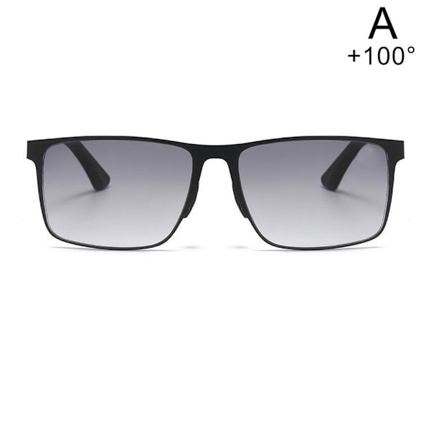 Män Metall Bifokala Tonade Läsglasögon Fyrkantiga Utomhus Polariserade F3G9 +100° 1pcs