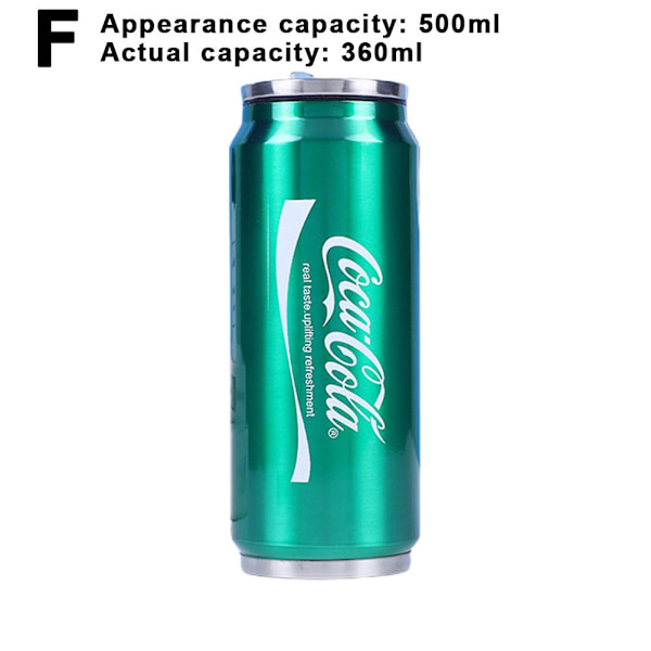 Kreativ Vattenkopp i Rostfritt Stål Colakopp Dubbelskiktad Halm C green Actual capacity 360ml