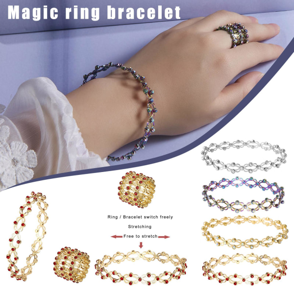 Silver Magic 2-i-1 Indragbar Crystal Ornament Ring Armband Ba red null
