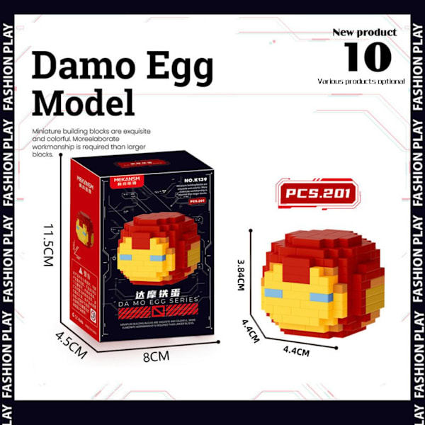 Damo Ägg Byggklossar Leksak 1st Tecknad Docka Byggkloss Pussel Ägg Block Blind Damo Docka S5P7 B one-size
