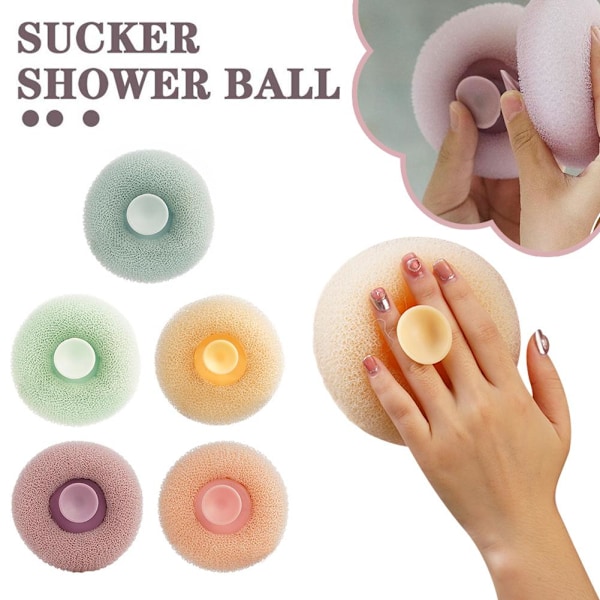 Badhandduk Skrubb Bad Massage Duschboll med Sugpropp Gnugga Bad Skrubb Torka Lera I6N3 Borste Rygg Svamp Exfolierare Violet 1pcs