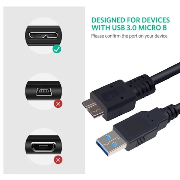 USB 3.0 MICROB-KABEL Strömladdare + Data SYNC-Kabel För =`~ Galaxy Cord W2F X7F1