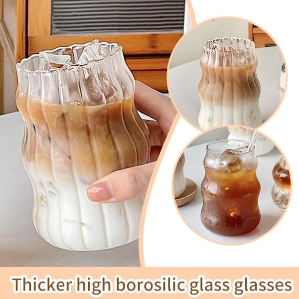 530ml Förtjockad Hög Borosilikatglas Kopp Hushåll Värmebeständig Vatten Dryck M6S0 Smooth style 1PCS