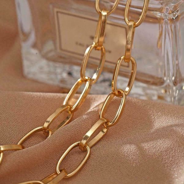 Kvinnor Pappersklämma Chunky Tjock Länk Kedja Halsband Choker S3 H Pläterad Guld FAS ■: gold One-size