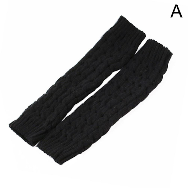 Dam Vinter Varma Benvärmare Kabelstickade Virkade Långa Strumpor F2G7 red One Size