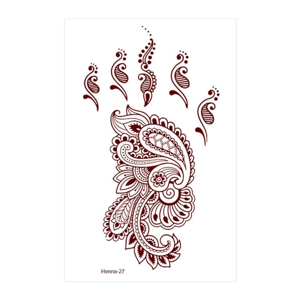 12 Stil Brun Henna Brun Spets Temporära Tatueringar Klistermärke För Kvinnor Mehndi Klistermärken För Hand O9o2 style 11 1pcs