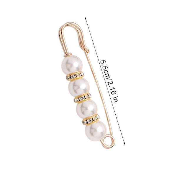 Kristallpärla Kläder Mode Nålar Brosch Kvinnor Byxor Säkerhetsnål Smycken white one-size 2pcs