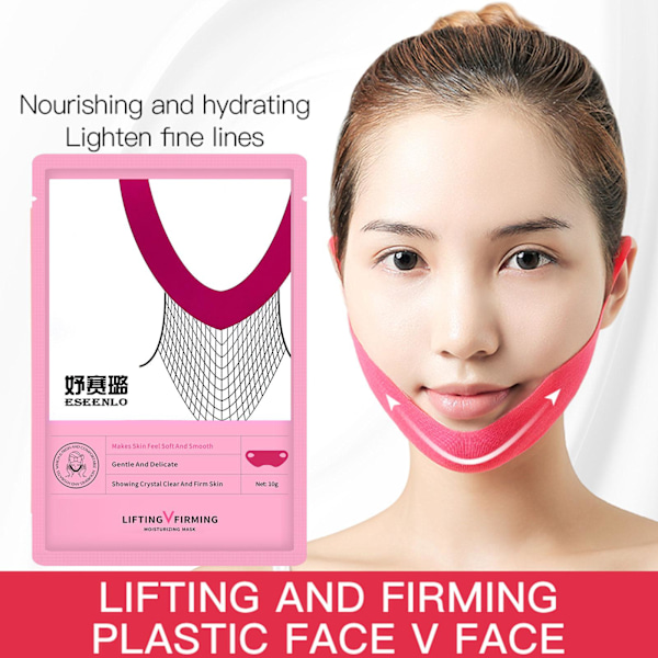 1/5X V Line Ansiktslyftmask Dubbelhakreducerare V Form Slimming UK pinkA 10g 5pcs