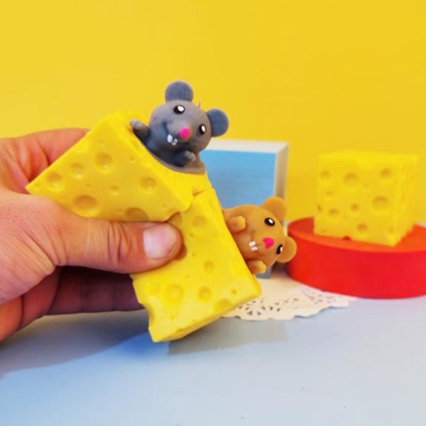 Söta Squishy Leksaker Ost Mus Leksaker Roliga råttkopp Kläm kopp till gray one-size