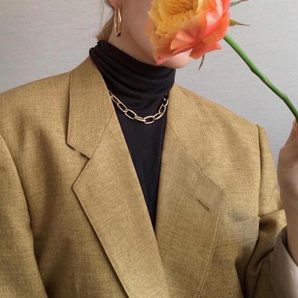 Kvinnor Pappersklämma Chunky Tjock Länk Kedja Halsband Choker S3 H Pläterad Guld FAS ■: gold One-size