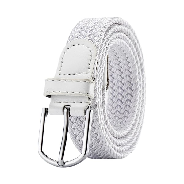 Vävt elastiskt stretchbälte i canvas för män och kvinnor, utan hål V9k1 White One size