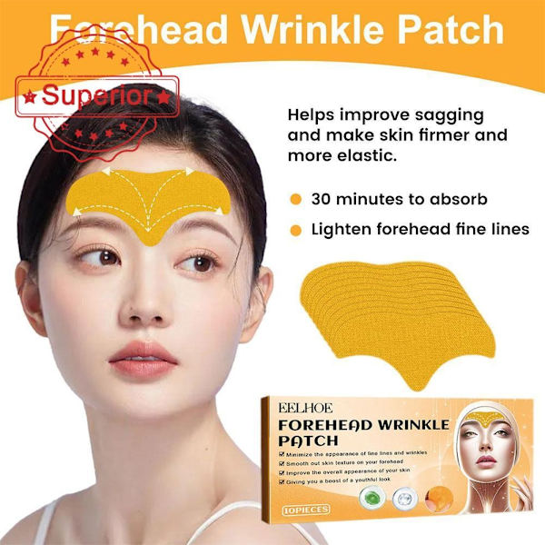 Rynkor Plåster Naturliga Extrakt Panna Plåster Hud Fint Kollagen Bleknar Ansikte Stramar Åt G1q4 Forehead patch 10pcs